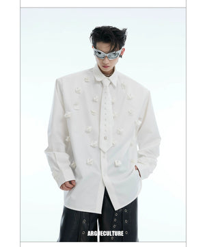 desc::pearl-tie-patchwork-shoulder-pad-shirt-oversized-detail-img-5