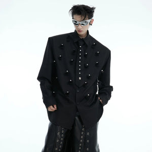 Loose fit streetwear shirt with structured shoulders back view