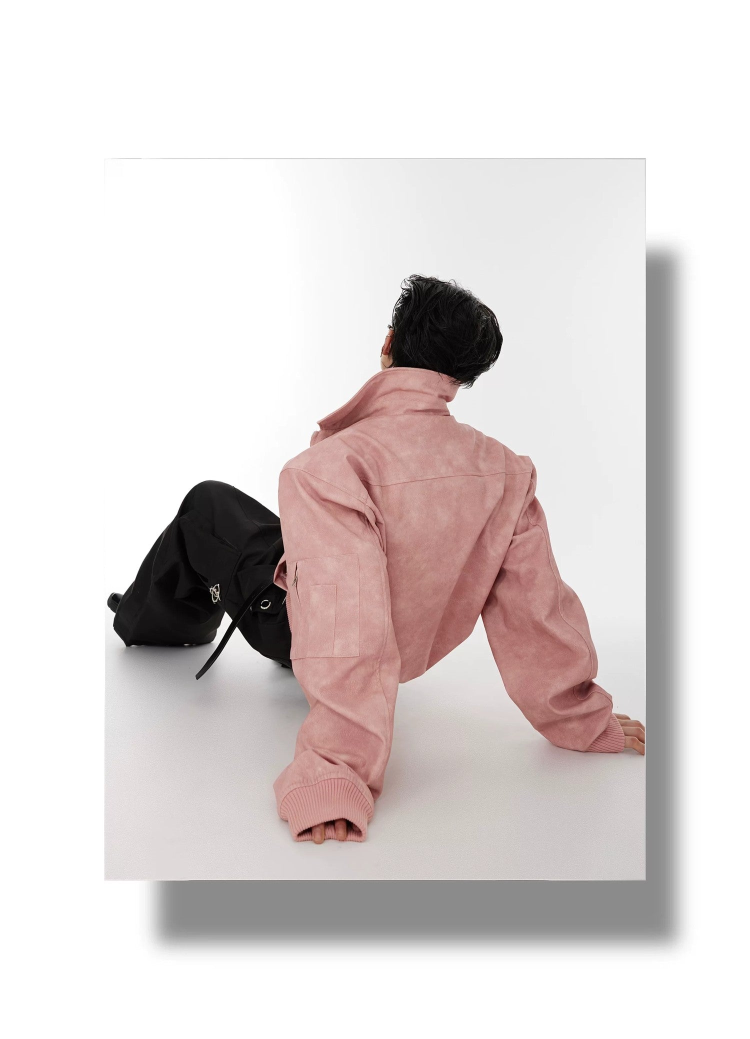 desc::pink-polka-dot-gradient-cropped-moto-jacket-for-unisex-detail-img-15