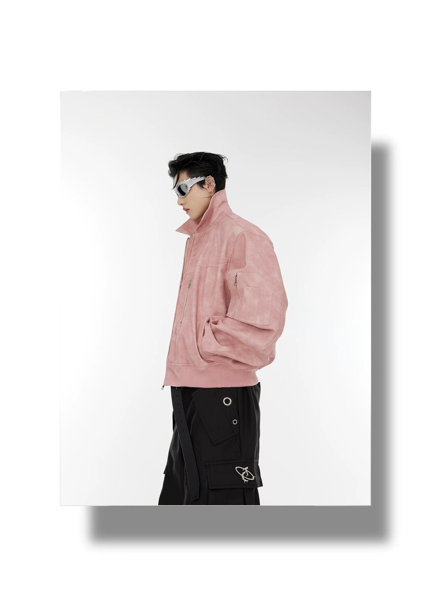 desc::pink-polka-dot-gradient-cropped-moto-jacket-for-unisex-detail-img-2