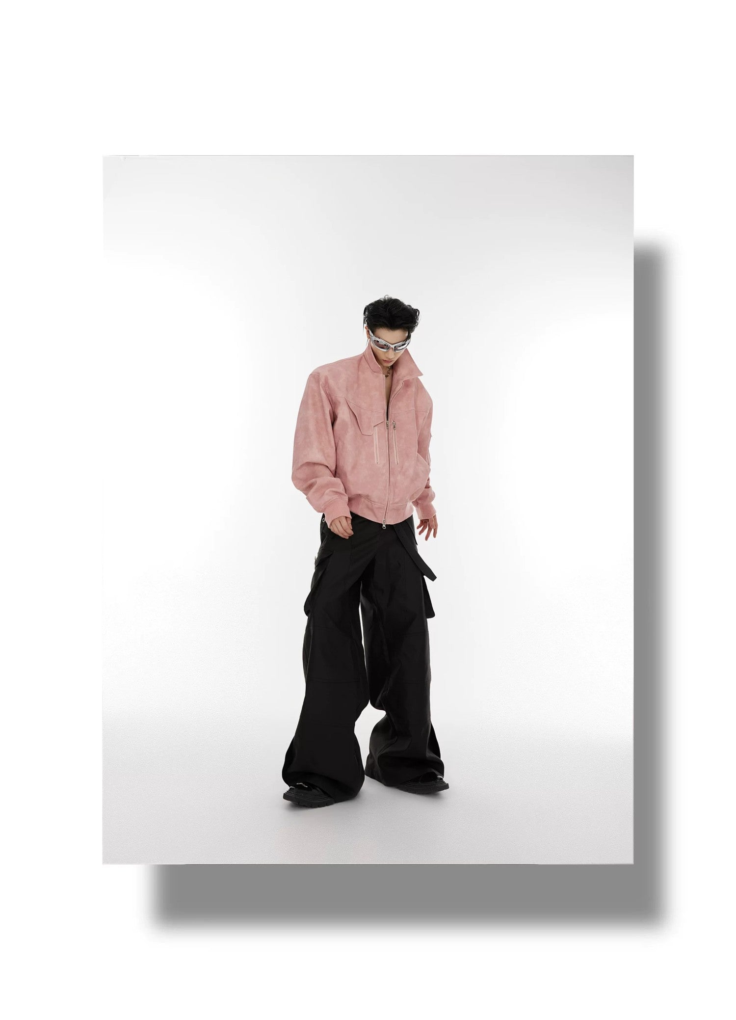 desc::pink-polka-dot-gradient-cropped-moto-jacket-for-unisex-detail-img-5