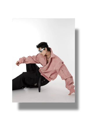 desc::pink-polka-dot-gradient-cropped-moto-jacket-for-unisex-detail-img-7