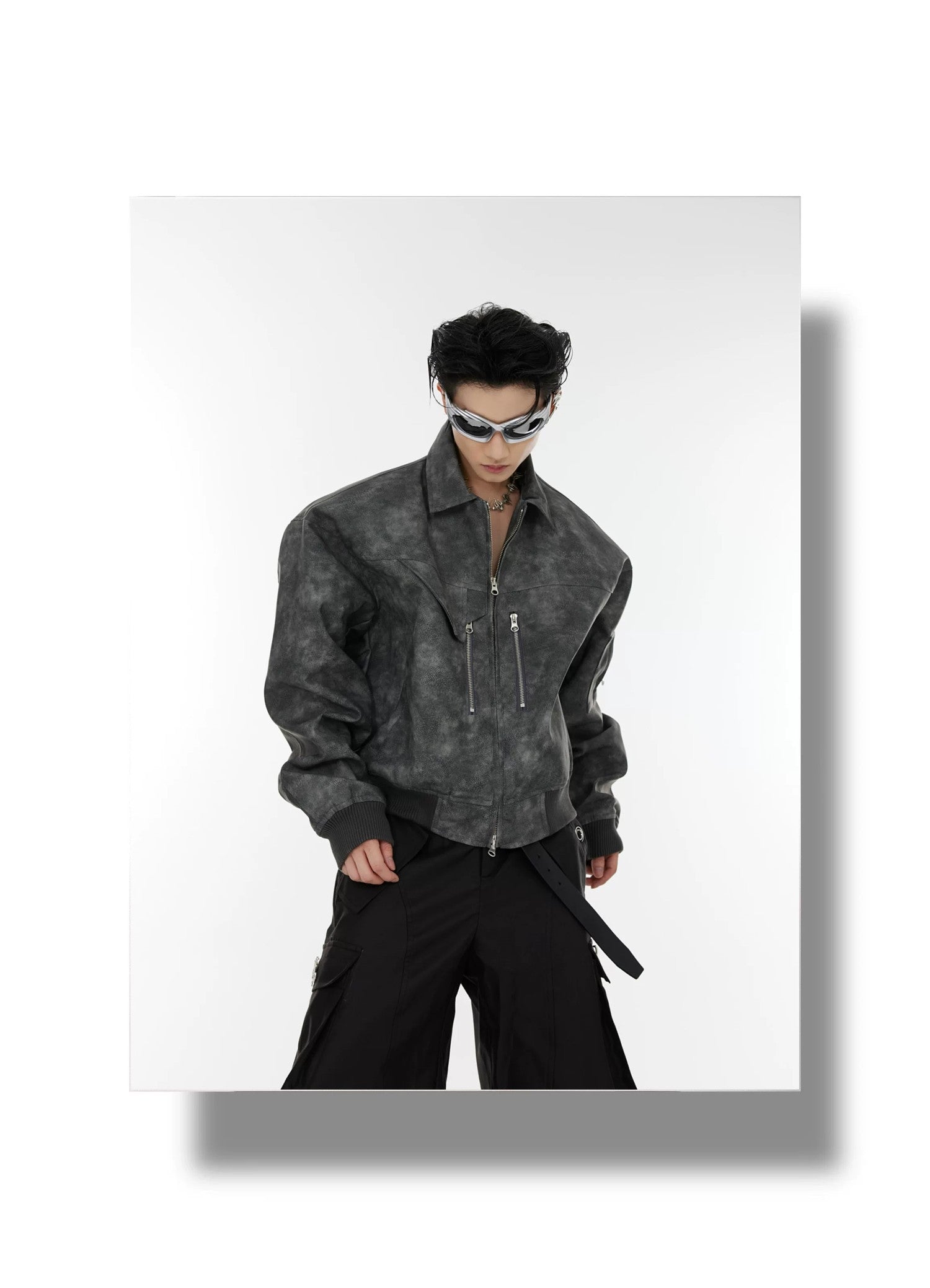 desc::pink-polka-dot-gradient-cropped-moto-jacket-for-unisex-detail-img-9