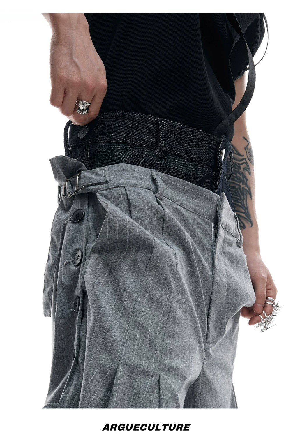 desc::pinstripe-denim-patchwork-deconstructed-streetwear-suit-detail-img-11