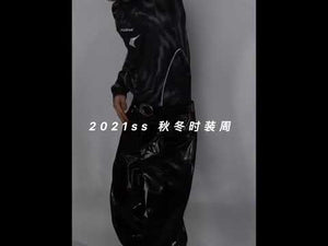 Reflective Mock-Neck Long-Sleeve Tee in Black video