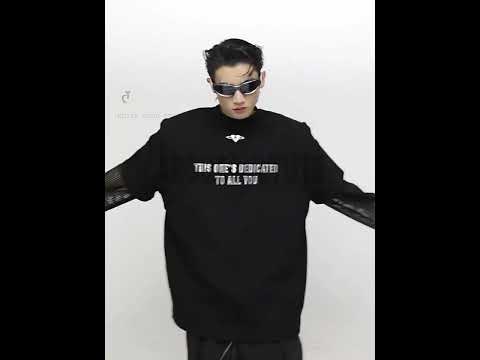 360 degree video showing the fit and movement of this premium streetwear graphic tee with metal letter print