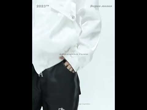 360-degree video showcasing the unique liquid shoulder construction and metallic details of this deconstructed leather jacket