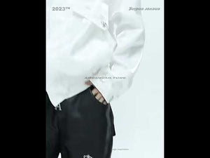 360-degree video showcasing the unique liquid shoulder construction and metallic details of this deconstructed leather jacket