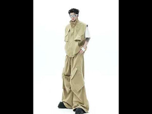360-degree video showcasing the full wasteland-style vest and pants set with all its functional details and urban edge