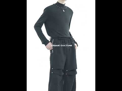 360-degree video showing the slim-fit stand collar t-shirt from all angles and styling options