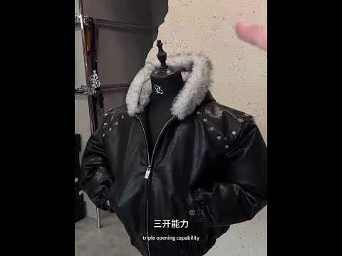 Relaxed Black Faux Leather Hooded Jacket video