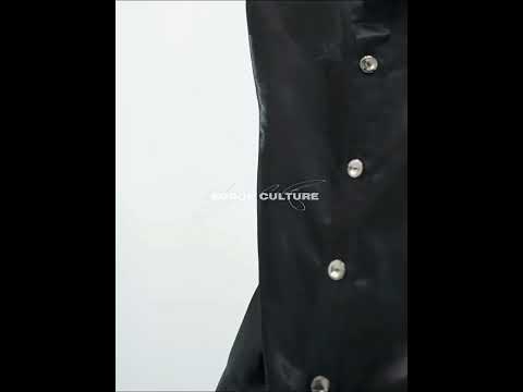 Video demonstration showing how the metallic-trim overshirt moves and reflects light when worn