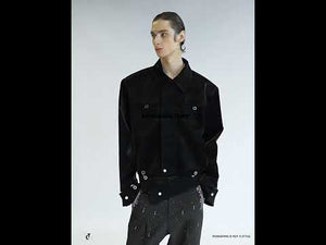 Black Croc-Embossed PU Cropped Zip Jacket | Unisex | ArguE CulturE