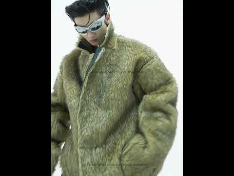 Video demonstration of the reversible vintage faux fur cropped jacket showing both color-block sides and styling options