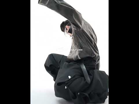 360-degree video showcasing the unique deconstructed design and distressed details of vintage leather biker jacket