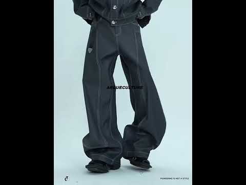 Unisex Gray Pin-Detail Cropped Coat and Pants Set video