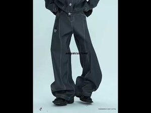 Unisex Gray Pin-Detail Cropped Coat and Pants Set video