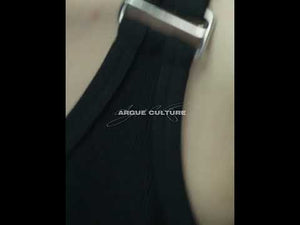 360-degree video showcasing the deconstructed details and metal straps on this urban sleeveless tank