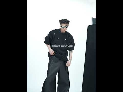 360 degree video showcasing the unique deconstructed design and padded shoulders of this streetwear t-shirt