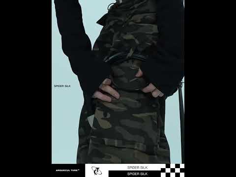 360-degree video showcasing the vintage washed camouflage pattern and workwear details of these streetwear pants