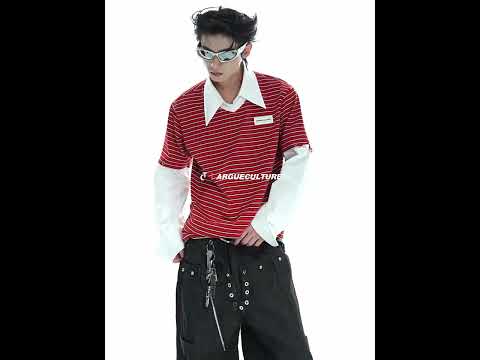 Color-Block Striped Mock Two-Piece Polo Shirt video