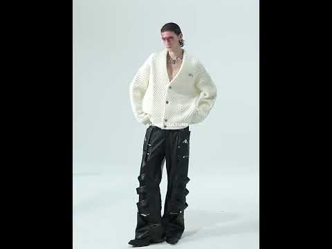 Oversized V-Neck Cotton-Wool Knit Cardigan Sweater video