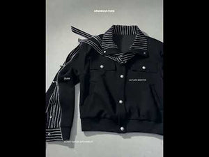 Striped Ribbon Zip Sweatshirt Top & Flared Pants | ArguE CulturE