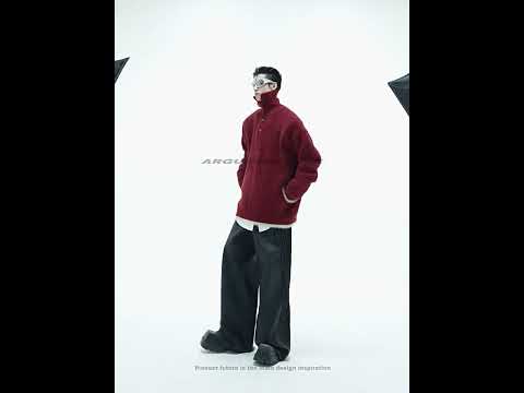 360-degree video showing all angles of the plush knit sweater with color-blocking and dye-splash details