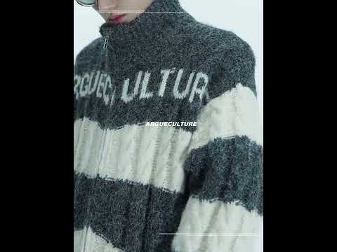Color-Block Zip Knit Cardigan in Cotton-Wool Blend video