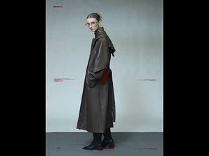Longline Faux Leather Stand Collar Trench Coat | ArguE CulturE