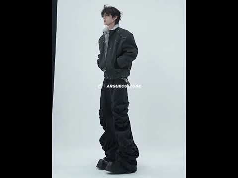 Black Deconstructed Curved-Leg Stacked Jeans | ArguE CulturE