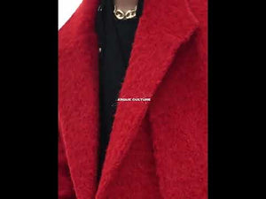 360-degree video showcasing all angles of the deconstructed wool coat with split hem and oversized streetwear design