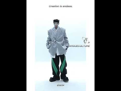 360-degree video presentation of the metallic-buckle padded-shoulder blazer showing all design details and movement