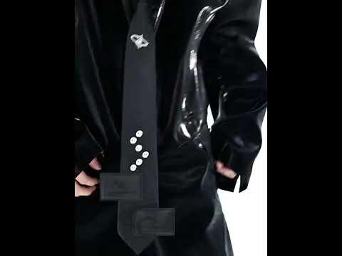 Black Adjustable Polyester Arrow Necktie | Metal Logo video