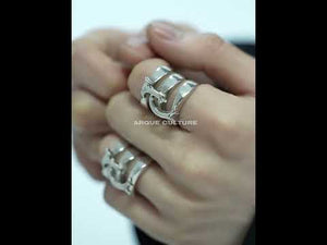 Adjustable Silver Titanium Steel Claw Statement Ring video