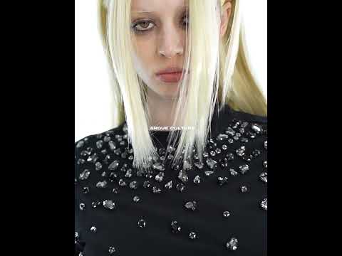 Video showcasing how to style the diamond-accented slim fit cropped streetwear tee