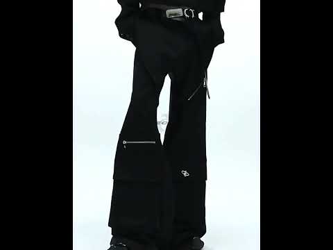 Black High-Waisted Paneled Utility Trousers video