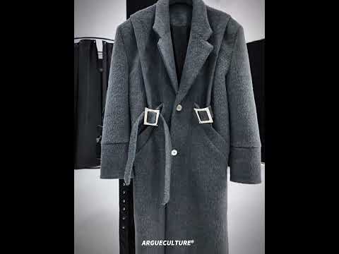 Deconstructed Wool-Blend Belted Coat with Padded Shoulders | ArguE CulturE