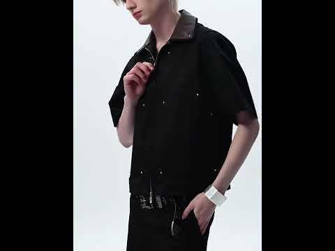 Deconstructed PU-Panel Short-Sleeve Jacket video