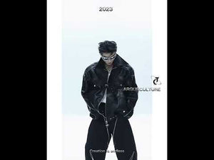 360-degree video showcase of unisex deconstructed biker jacket highlighting all design features