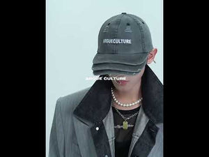 Washed Cotton Layered-Brim Baseball Cap in Gray video