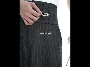 Video showing how to style retro metallic stripe pants with different urban streetwear outfits