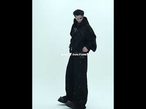360-degree video showcasing the unique detachable tie feature and oversized fit of this avant-garde streetwear hoodie