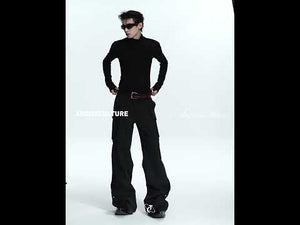 Fitted Mock Neck Long Sleeve Top with Pleated Panels | ArguE CulturE