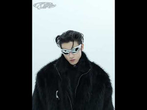 360-degree video showcasing the deconstructed faux fur coat's metallic streetwear design and movement