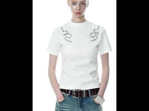 Slim Spine Rivet Embroidered Streetwear T-Shirt | ArguE CulturE