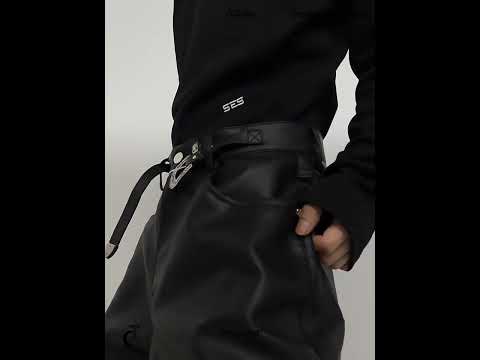 360-degree video demonstration showing all angles of the metal buckle PU leather pants