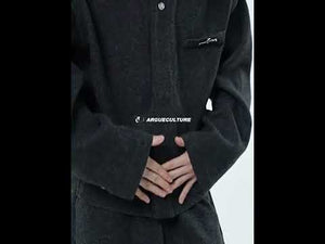 Relaxed Cotton-Wool Cropped Jacket with Metal Logo video