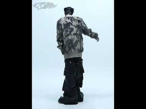Video showing styling options and fabric details of vintage floral jacquard knit cardigan