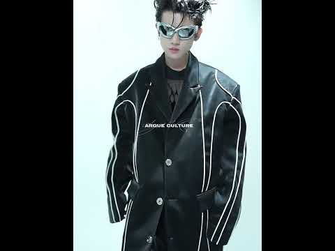 360-degree video showcase of the reflective stripe PU blazer highlighting all streetwear details